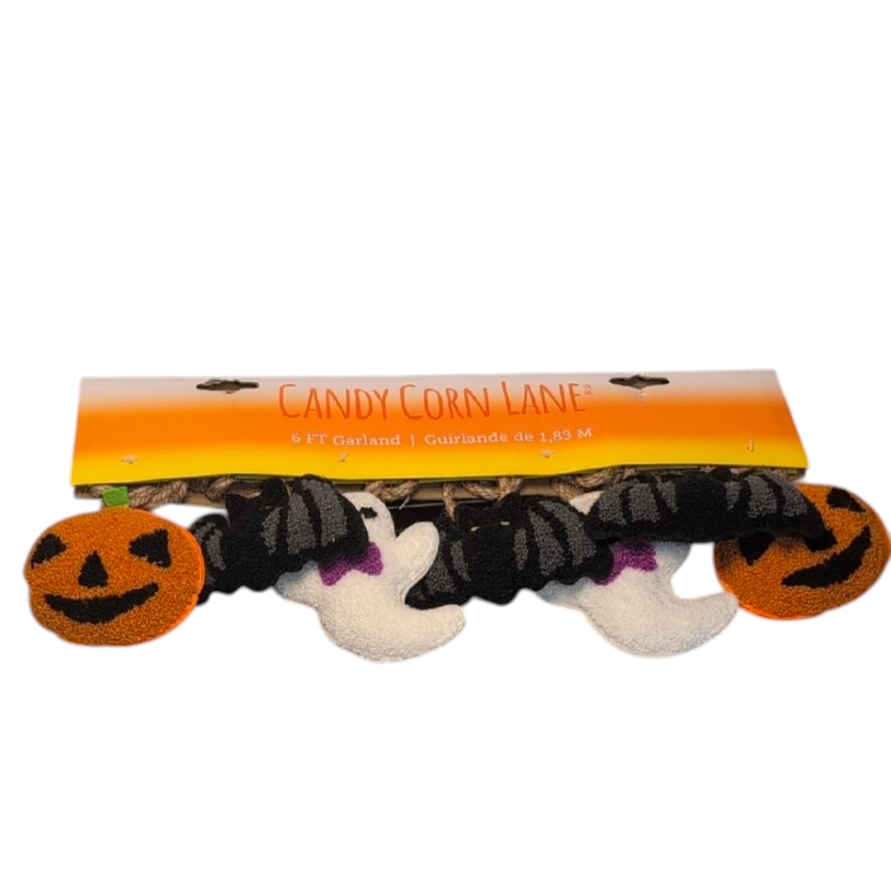 Candy Cane Lane Halloween 6 Foot Garland Ghost Jack O' Lantern Bat